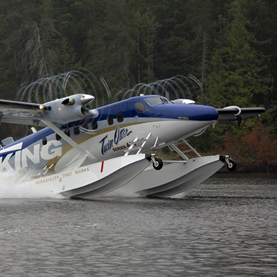 Twin Otter amphibious aircraft on the water