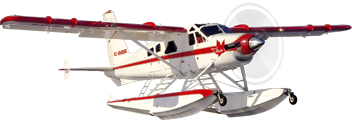 White and red amphibious Twin Otter aircraft
