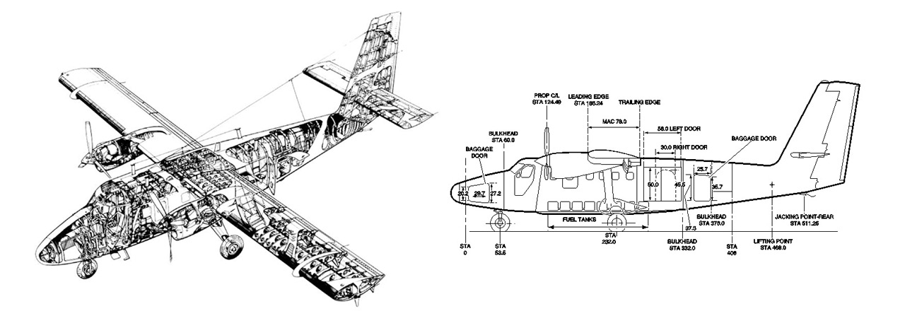 Twin Otter aircraft diagram and cross-section