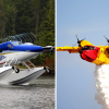 On the left: Viking DHC-6 Twin Otter Series 400 on amphibious floats. On the right: Viking Canadair CL-515.