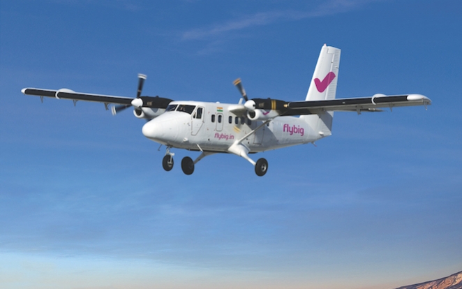 Flybig Twin Otter Series 400 flying in the sky